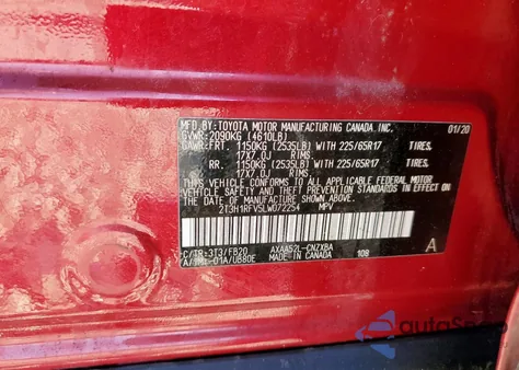 2020 Toyota Rav4 Le from USA, damaged, VIN 2T3H1RFV5LW072254